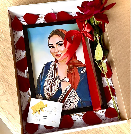 Box Cadeau ( Tableau Portrait + fleur )